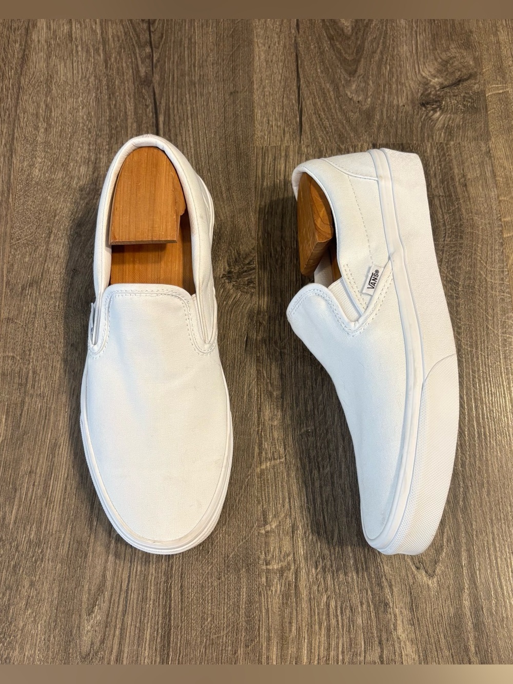 VANS Classic Slip-On Skate Shoe True White Canvas Loafer Sneaker Unisex M8.5 W10